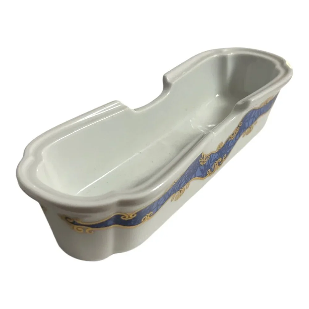 Vintage My Life Azabu Tatsumi Japanese Porcelain Chopstick / Utensil Rest Blue G